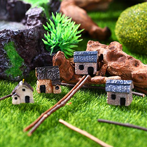 BESPORTBLE Pacote com 4 miniaturas de paisagem de jardinagem micro cabanas de pedras, ornamentos de