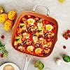 FELAMP 9.5-Inch Ceramic Nonstick Deep Square Frying Pan Set with Glass Lid, Stainless Steel Fry Basket & Steamer Rack, Induction Compatible, Oven &Dishwasher Safe, 4-Piece Copper Pan Chef Cookware Set #5