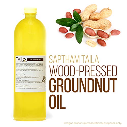 Image of Saptham Taila 100% Wood Pressed Cold Pressed Groundnut Oil - 5 Litre | Virgin Peanut Oil | Mungphali Oil | Kachi Ghani | Pure & Natural | Non-GMO | Unrefined | Chemical-Free | Farm Fresh Cooking Oil