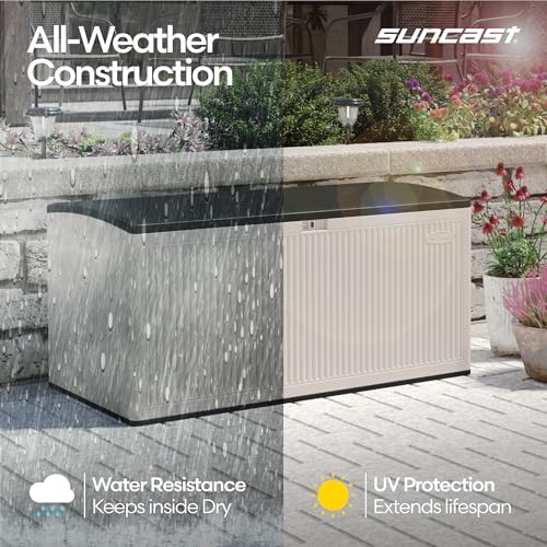 Suncast XL Deck Box, 160 Gal, Resin Reeded, Lockable, Iron Ore, French Gray - image 4