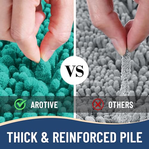 Image of Arotive Luxury Bathroom Ruuner Rugs 30x17, Extra Soft Thick Absorbent Shaggy Chenille Bath Rugs, Machine Wash Dry, Bath Mats for Bathroom Floor, Tub and Shower, Home Decor Accessories, Teal