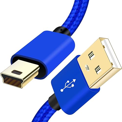 Cable mini USB, cable trenzado de 6 pies tipo A macho a Mini B, cable de carga de datos para GoPro Hero 3+, cargador de controlador PS3, reproductor