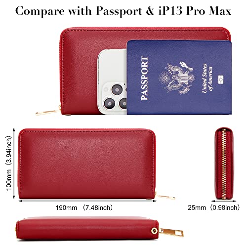 Image of VOCUS Womens Wristlet Wallet Zip Around Clutch Wallet Large RFID Blocking PU Leather Bifold with Phone Holder for Travel