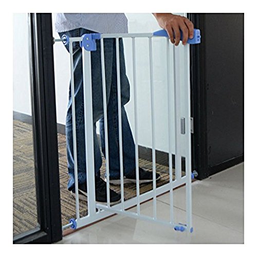 BLUE Baby Safety Gate Door Walk Through Child Toddler Pet Metal Easy Locking System