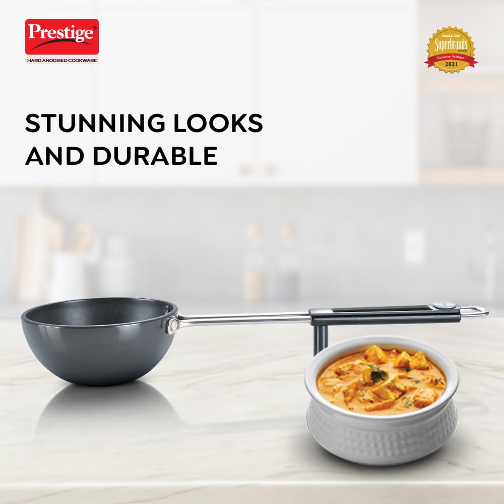 Prestige Aluminium Hard Anodised Tadka Pan, 10 cm, Black Prestige Aluminium Hard Anodised Tadka Pan, 10 cm, Black