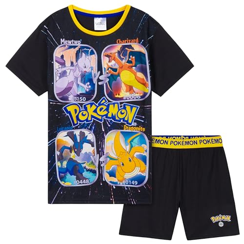 Pokemon Schlafanzug Jungen, Sommer Pyjama Set mit T-Shirt und Schlafhose...