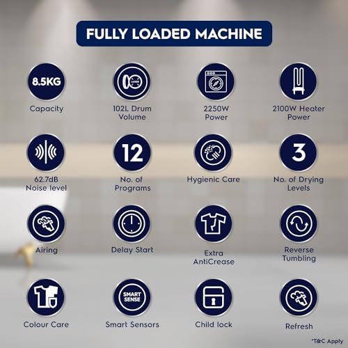 Image of Electrolux 8.5Kg Fully Automatic Vented Clothes Dryer Machine, Reverse Tumbling, Smart Sensors, Colour Care, Drying Only - No Washing Function, White, UltimateCare 300, EDV854J3WB