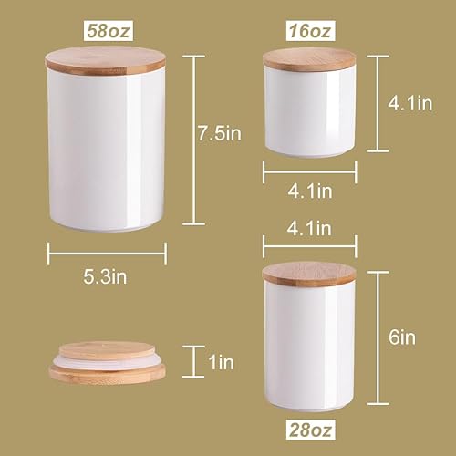 Miniatura 6 de Sweejar Recipientes de cerámica para encimera de cocina, juego de recipientes apilables para alimentos con tapa de bambú hermética para servir café