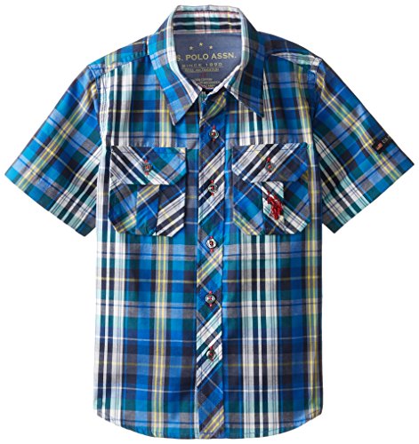 U.S. Polo Assn. Little Boys' Short Sleeve Poplin Plaid Sport Shirt