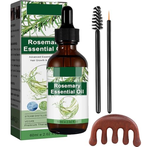 Pure Natural Essential Oil, Pure Rosemary Essential Oil, Rosemary Oil for Hair, Massage Comb, Contains Rosemary and Massage Comb