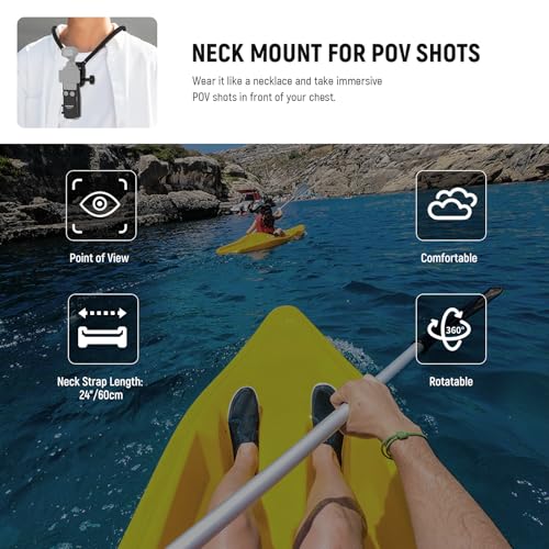 Image of NEEWER Magnetic Neck Mount with Pocket 3 Cage, Flexible Quick Release Action Camera Neck Holder Compatible with Hero 13 12 11 Max DJI Action 5 Pro Insta360 Osmo Pocket 3 Accessory for POV, GP39