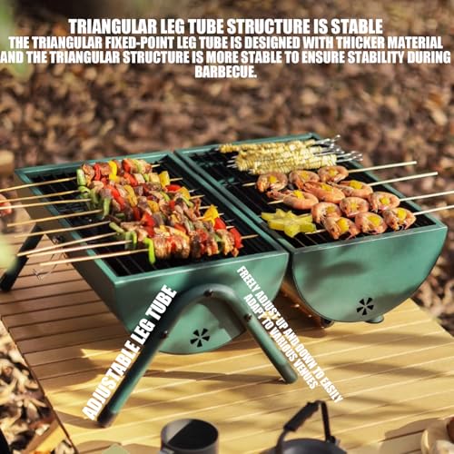 Barbecue portatile 3 in 1 con coperchio per affumicatore, per cottura all'aperto, arrosto, stufatura, ampia area di cottura da campeggio