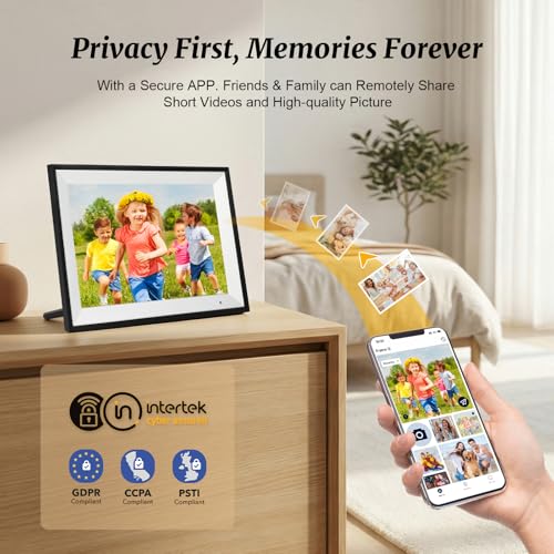 Image of Digital Picture Frame 10.1 Inch Digital Photo Frame 32GB Storage, WiFi Picture Frame with1280x800 IPS Touch Screen, Auto-Rotate Photo Frame Share Your Photos and Videos via AiMOR App, Black