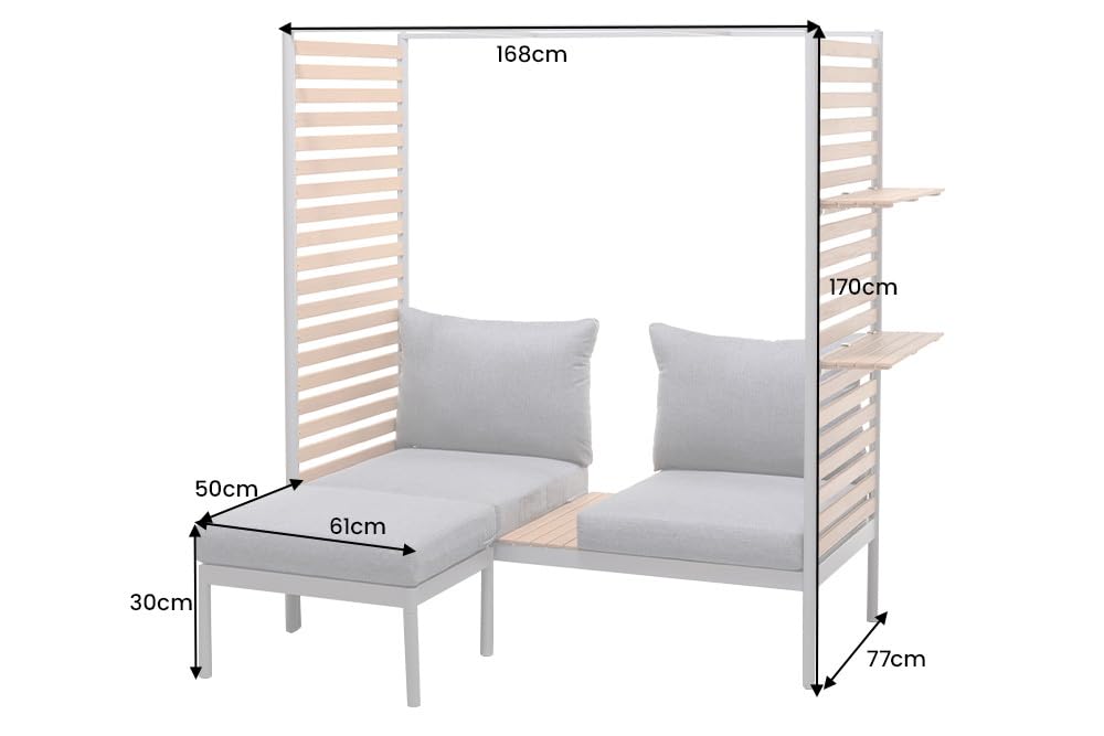 Riess Ambiente Outdoor Balkonlounge 2-Sitzer COCOONING anthrazit Aluminium Holz mit Hocker wetterfest