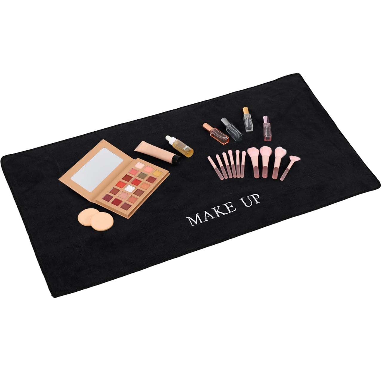 BESPORTBLE Black Vanity Desk Mat Non Slip Soft Makeup Table Protector Pad for Dressing Tables and Workbenches Scratch Resistant Cloth Mat with Elegant Minimalist Design