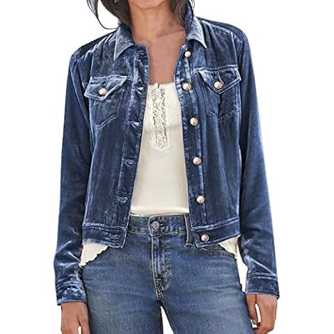 futurino Women's Solid Long Sleeve Velvet Jacket Open Front Cardigan Coat with Pockets Outerwear Cover