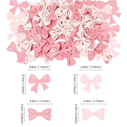 Image of 200Pcs Double-sided Pink Bows Confetti Bow Bowknot Table Decorations for Baby Shower Girls Coquette Birthday Party Decoration Bridal Shower Engagement Wedding Bachelorette Party Confetti Supplies