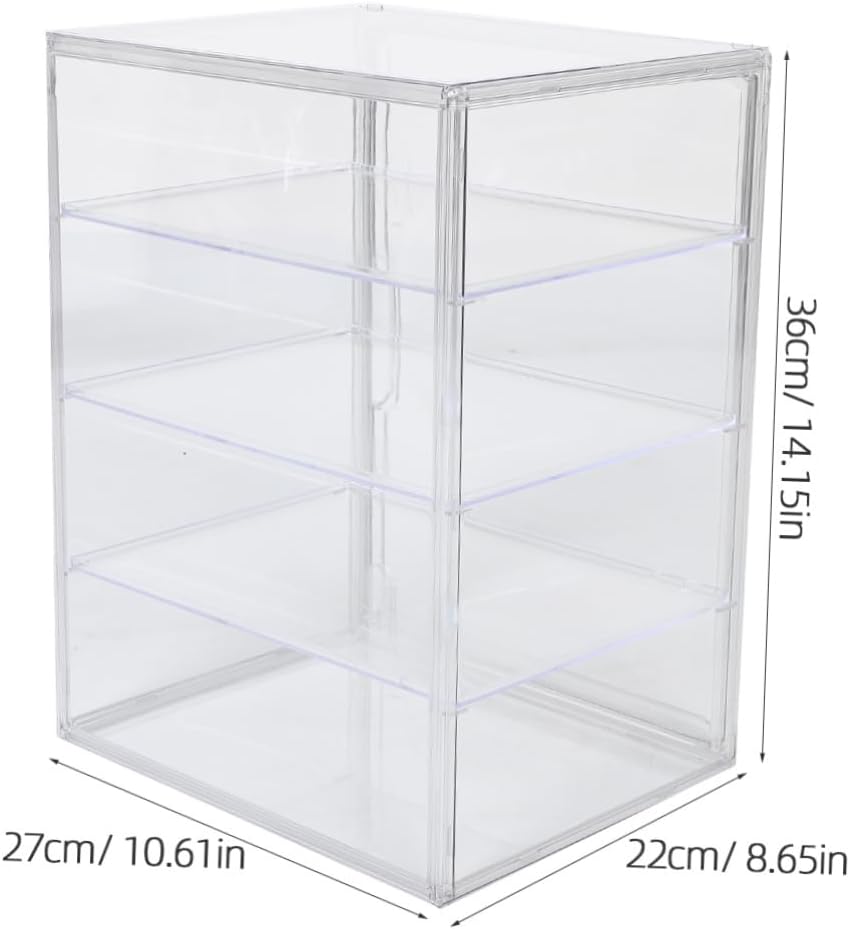 Sosoport 4-Tier Adjustable Pastry Display Case with Magnetic Door Food Safe Bread Storage for Kitchen Countertop for Muffins and Bagels