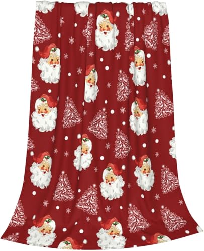 Xmas Santa Claus Blankets Christmas Soft Anti Pilling Red Throw Blanket Winter Snowflake Tree Decorative Lightweight Flannel Blanket 30x40 Inches Sofa Fleece Blanket
