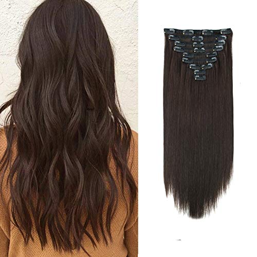Sassina Dark Brown Clip in Human Hair Extensions Big Thick Hair 180g Natural Straight Clip in Extensions 20 Inch 180G #2