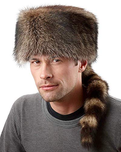 frr Raccoon Fur Coonskin Cap - 2XL Natural