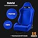 ModifyStreet Universal Classic Plain Blue Fabric Reclinable Racing Seats Pair