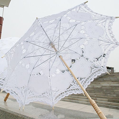 SQOIKOS Parapluie en dentelle ivoire vintage pour mariage, décoration photo, goû SQOIKOS Parapluie en dentelle ivoire vintage pour mariage, décoration photo, goû
