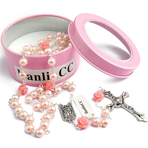 Hedi Pink Color Holy Rosary with Lourdes Medal by Hedi