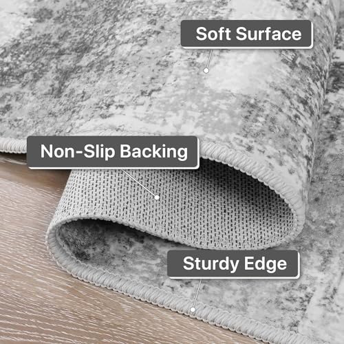 Area Rugs 8x10 for Living Room Bedroom Machine Washable Large Gray Area Rug Abstract Soft Throw Rug, Indoor Floor Cover, Lightweight Non Slip Backing Thin Rug