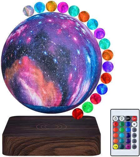 Vstarner Levitating Moon Lamp Floating and Spinning in Air Freely with Gradually Changing LED Lights Between 16 Colors,Decorative Light for Kids Lover Friends