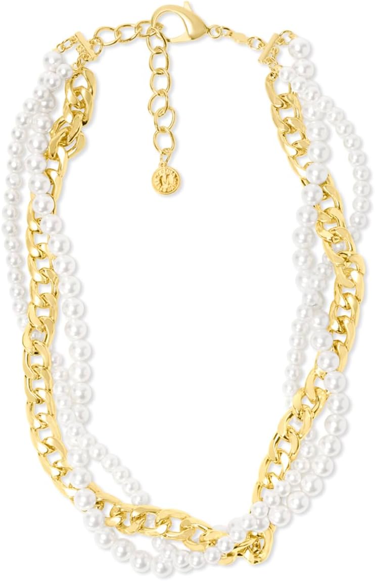 Martha Stewart Three Twisted Strand Pearl and Chain Necklace In Gold, Long, For Women