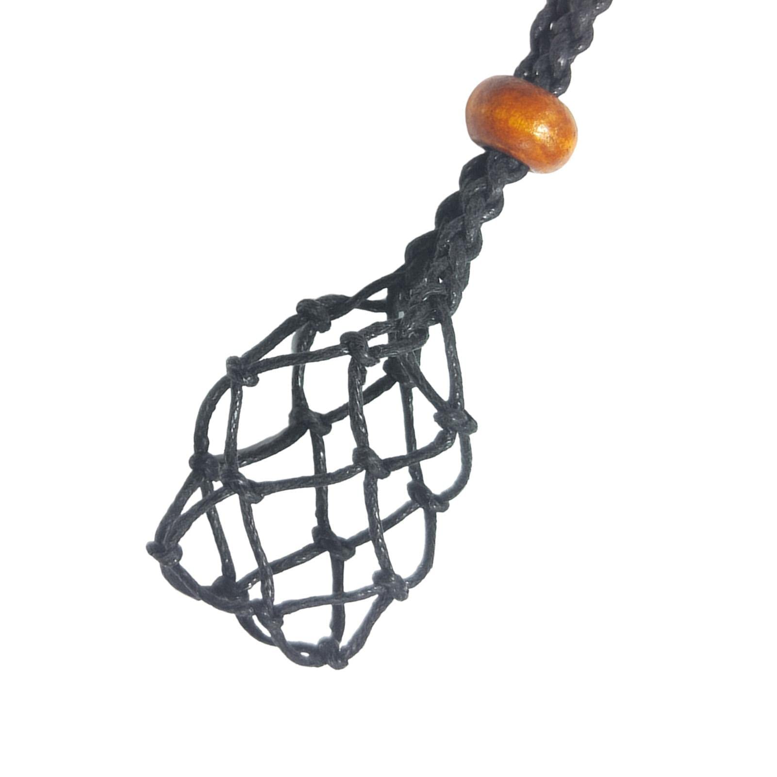 Porta collana di | Supporto per collane con gabbia di regolabile | Cordone per collana in pietra grezza al quarzo | Portapietra vuoto con rete per cristalli di corda pendente