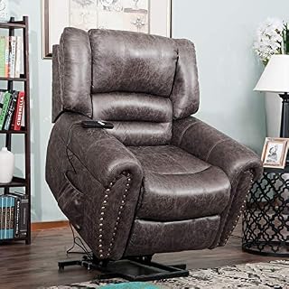 Harper&Bright Designs Smoky Brown Wilshire Series Heavy-Duty Power Lift Recliner Chair, Built-in Remote