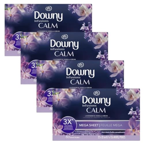 【4個セット】 ダウニーシート MEGA インフュージョン CALM ラベンダー&バニラ 80枚×4個 乾燥機用 ドライシート