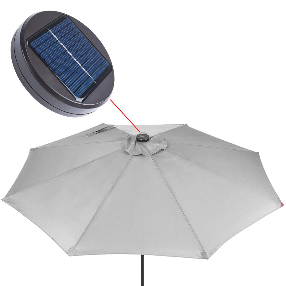 Kingsleeve® Parasol de jardin extérieur LED solaire 270cm gris clair Pare-soleil inclinable avec manivelle Protection UV 80+