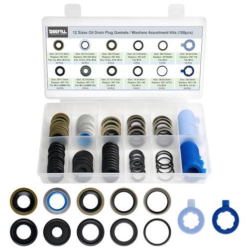 DEEFILL 100PCS 12 Types Metal Rubber Oil Drain Plug Gasket