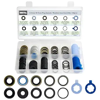 100PCS Metal and Rubber Oil Drain Plug Gasket Assortment Kit