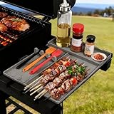 Silikon Grillmatte, Gasgrill Seitentische Matte, BBQ Utensilienhalter mit 3 Bürsten, für...