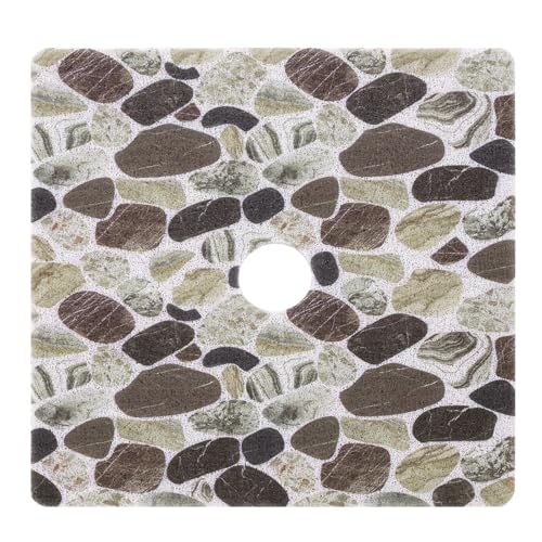 Hombys Non Slip Shower Mat 27x27 in, Shower Floor Mats with Drain Hole, Secure PVC Loofah Mat, Boho Coffee Pebble by HOMBYS - Used condition - US$16.16