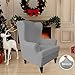 Easy-Going Stretch Wingback Chair Sofa Slipcover 1-Piece Sofa Cover Furniture Protector Couch Soft with Elastic Bottom Spandex Jacquard Fabric Small Checks(Wing Chair,Light Gray)