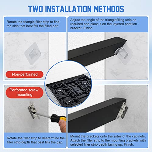 30" Slide-In Range Rear Filler Kit W10113901A, Stove Gap Universal Triangular Filler Strip, Cooktop Trim Kit Between Stove And Backsplash For Whirlpool & Most Brand, Durable Aluminum, Black #TOP3
