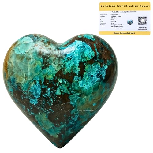 Image of Crystal Heaven Certified Chrysocolla Heart Palm Pebbles Stones For Anxiety Stress Relief Massage - Aaa Grade Original Healing Gemstone Agate Heart Palm Stone For Yoga Meditation Spiritual