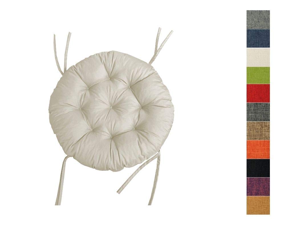 chilly pilley Papasan Papasan Sillón Ratán Cojín para Sillón Cojín para Sillón Cojín para Jardín Cojín para Asiento Acolchado con Lazos Redondos (60cm, Crema)