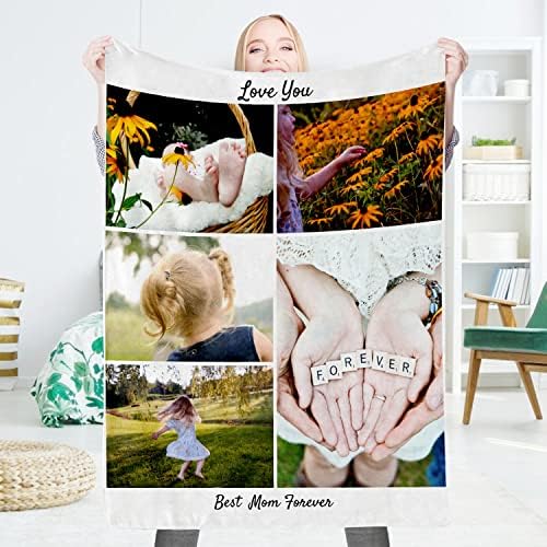 EAQ Personalised Blanket Personalised Photos Blankets Photo Blanket Personalised for Family Birthday Wedding Gift Sofa Bedroom