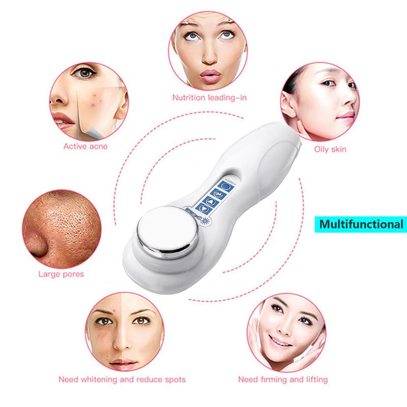 Generic Ultrasonic Facial Massager shown as a multifunctional device addressing various skin concerns.