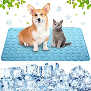 YUEXNKO Alfombrilla Enfriamiento para Mascotas,Manta Refrescante Perro,Manta Refrigerante Perro,Alfombrilla Refrescante para Perros Gatos,Mascotas Camas Alfombrilla,Manta Fria para Perros (Azul L)