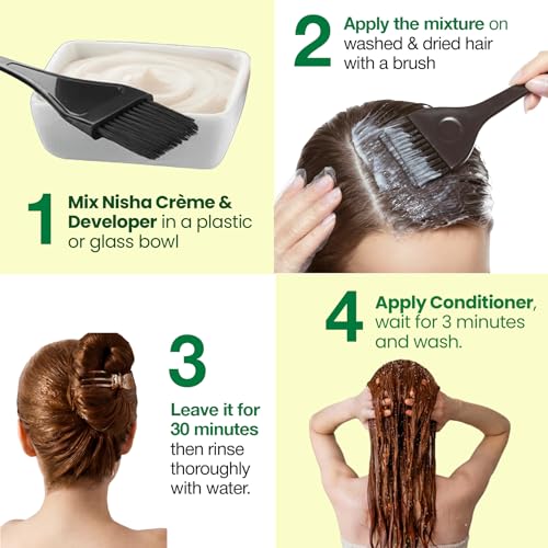 Image of Nisha Creme Hair Color Cream Cool Blonde, 150g, Long Lasting Hair Dye for Grey Coverage, Natural Shine, Smooth Finish, For Men & Women, Pack of 1