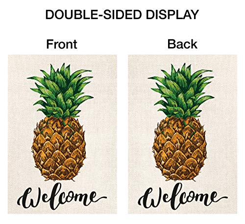 Atenia Burlap Garden Flag, Double Sided Garden Outdoor Yard Flags For Summer Decor (Pineapple) (House Size - 28X40) #TOP4