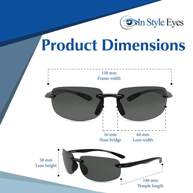 In Style Eyes Lovin Mawi Wrap Around Sunglasses - Rimless Glasses - Non-Prescription Polarized Lens With No Magnification4