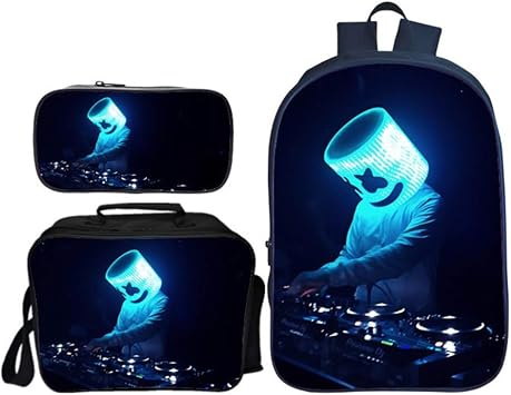 Marshmallow Mochila y lonchera para niños, impresión 3D DJ Marshmello  Bookbag Set School Bags 3 Piezas Mochila para computadora portátil para  niños, 106 : Amazon.es: Equipaje
